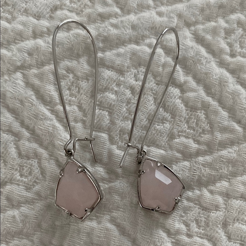 Elegant Pink Stone Drop Earrings